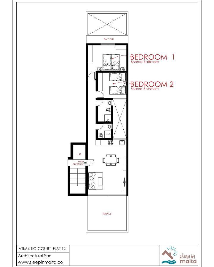 F12 Room 2, Private Room Two Single Beds Privated Bathroom In Shared Flat Мсіда Екстер'єр фото